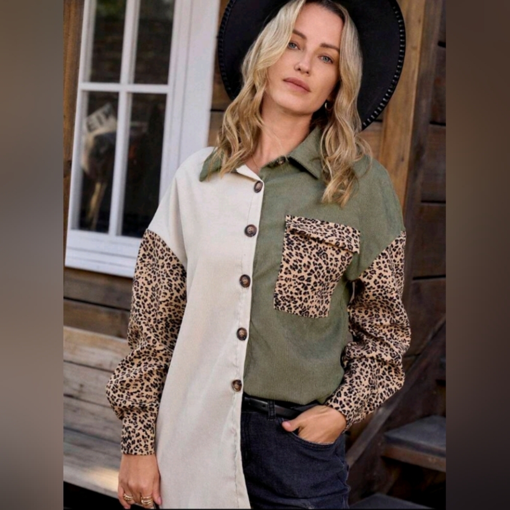 Not Available: Button-Up Shacket/Oversized Shirt - image 5